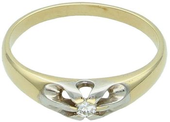 Elegancki złoty pierścionek zaręczynowy W-449 z brylantem 0,07 ct, barwa TCR, czystość SI, wykonany ze złota próby 585. Idealny prezent z certyfikatem autentyczności diamentu.1.jpg